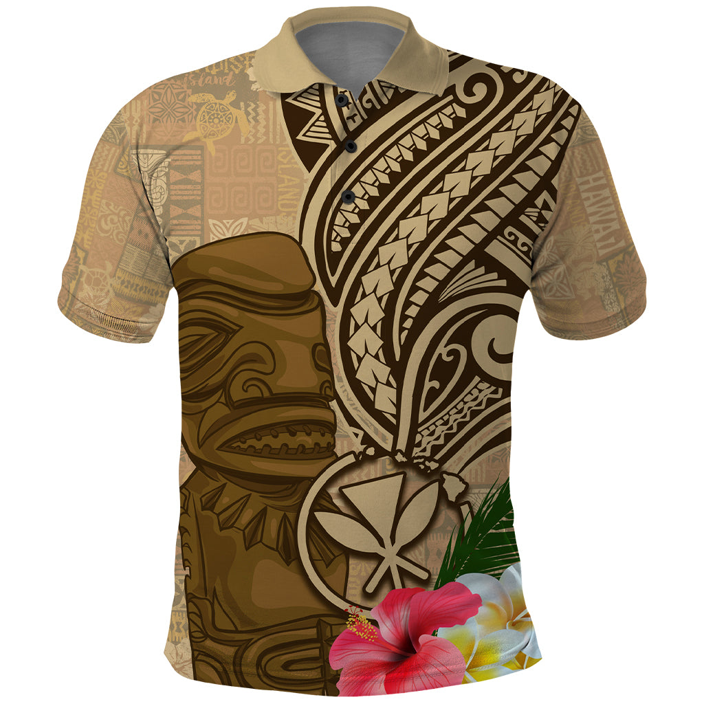 Hawaii Kanaloa Tiki Polo Shirt Polynesian Tattoo and Tapa Pattern