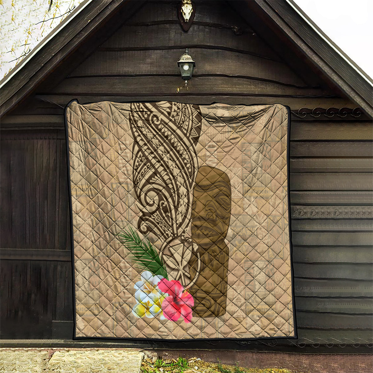 Hawaii Kanaloa Tiki Quilt Polynesian Tattoo and Tapa Pattern