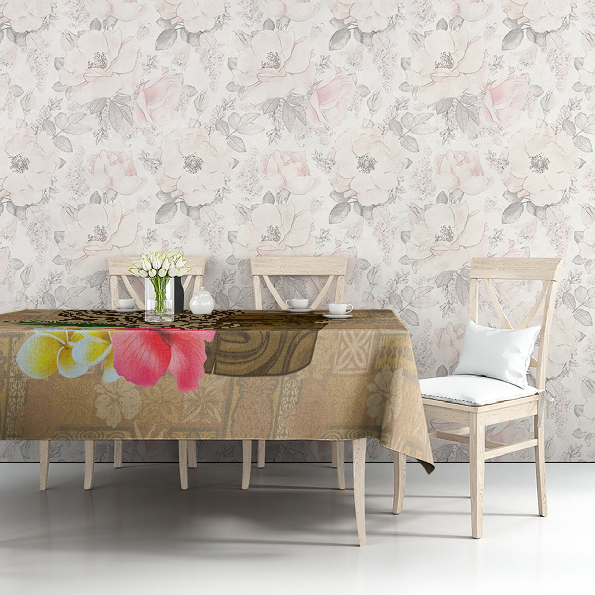 Hawaii Kanaloa Tiki Tablecloth Polynesian Tattoo and Tapa Pattern