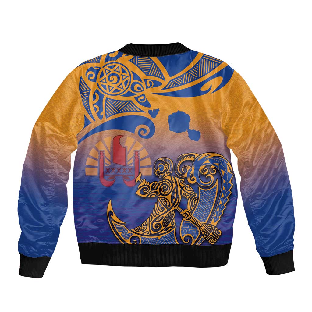 Hawaiki Nui Va'a Solo French Polynesia Bomber Jacket Sunset Color
