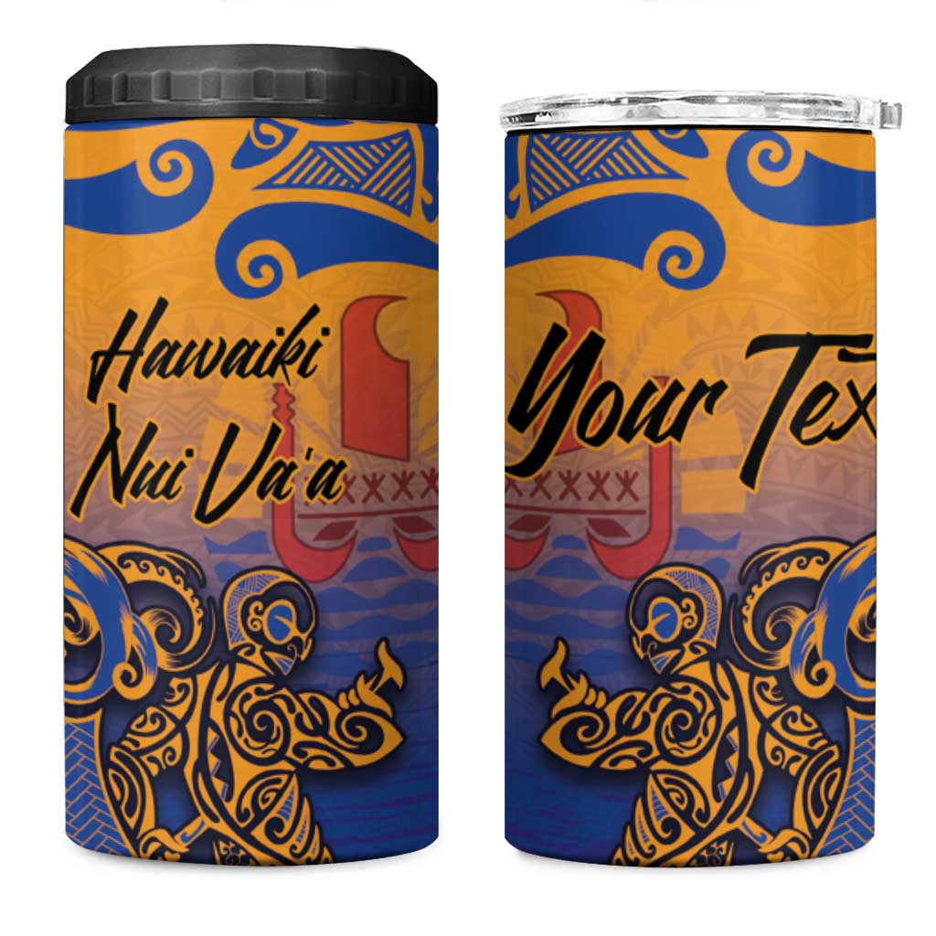 Hawaiki Nui Va'a Solo French Polynesia 4 in 1 Can Cooler Tumbler Sunset Color