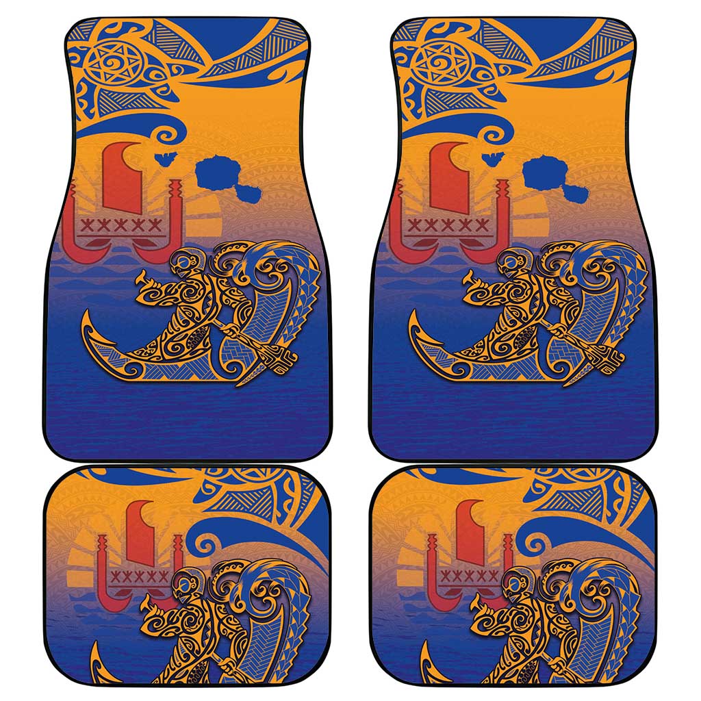 Hawaiki Nui Va'a Solo French Polynesia Car Mats Sunset Color