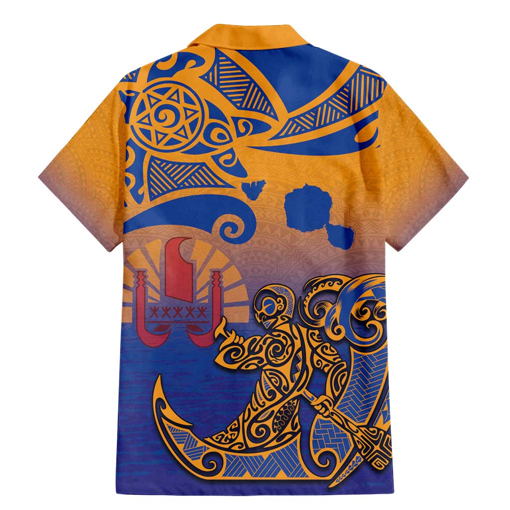 Hawaiki Nui Va'a Solo French Polynesia Family Matching Mermaid Dress and Hawaiian Shirt Sunset Color LT03 - Polynesian Pride