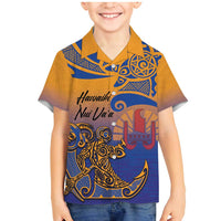 Hawaiki Nui Va'a Solo French Polynesia Family Matching Mermaid Dress and Hawaiian Shirt Sunset Color LT03 Son's Shirt Yellow - Polynesian Pride