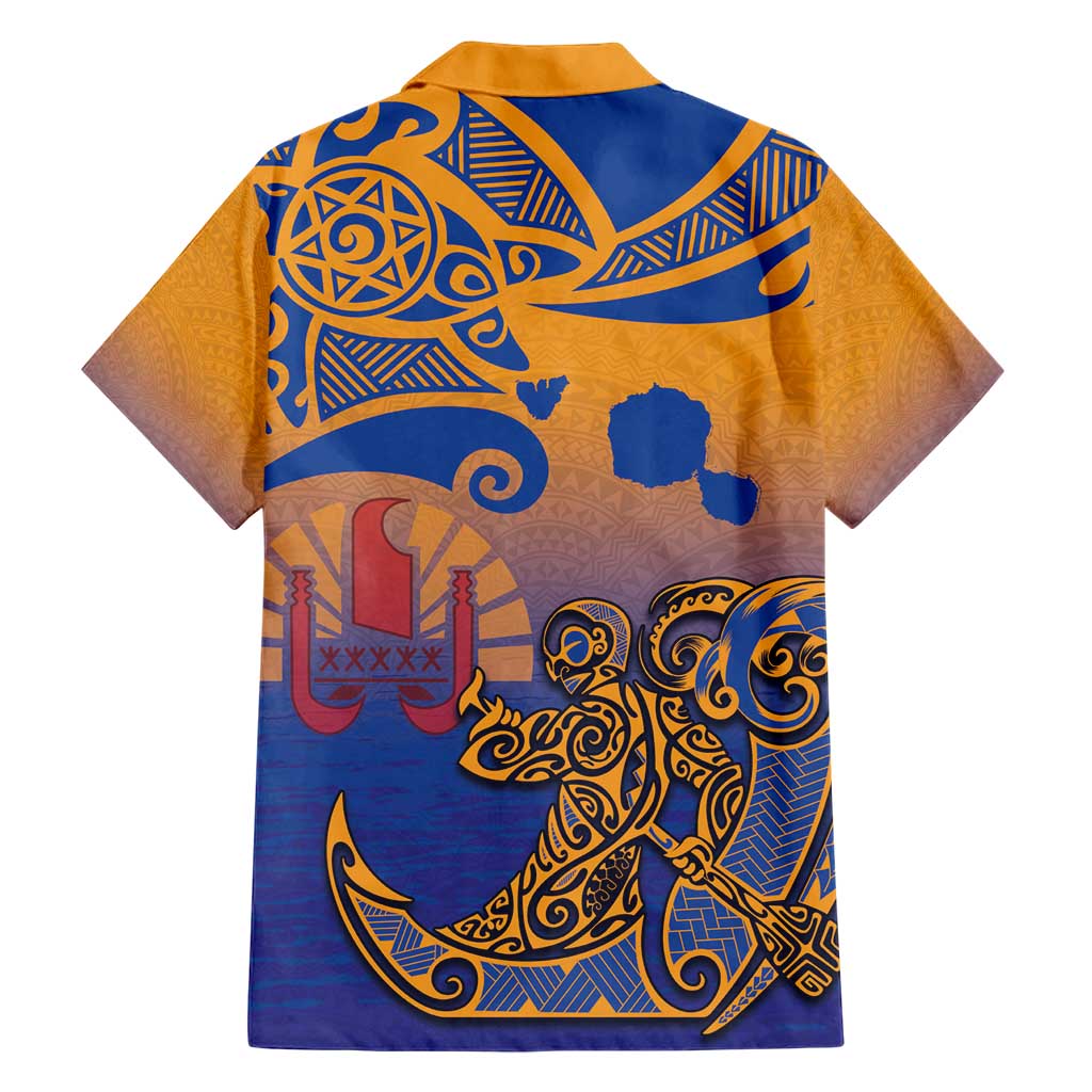 Hawaiki Nui Va'a Solo French Polynesia Family Matching Short Sleeve Bodycon Dress and Hawaiian Shirt Sunset Color LT03 - Polynesian Pride