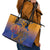 Hawaiki Nui Va'a Solo French Polynesia Leather Tote Bag Sunset Color