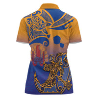 Hawaiki Nui Va'a Solo French Polynesia Women Polo Shirt Sunset Color