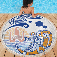 Hawaiki Nui Va'a Solo French Polynesia Beach Blanket Blue Color