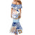 Hawaiki Nui Va'a Solo French Polynesia Family Matching Mermaid Dress and Hawaiian Shirt Blue Color