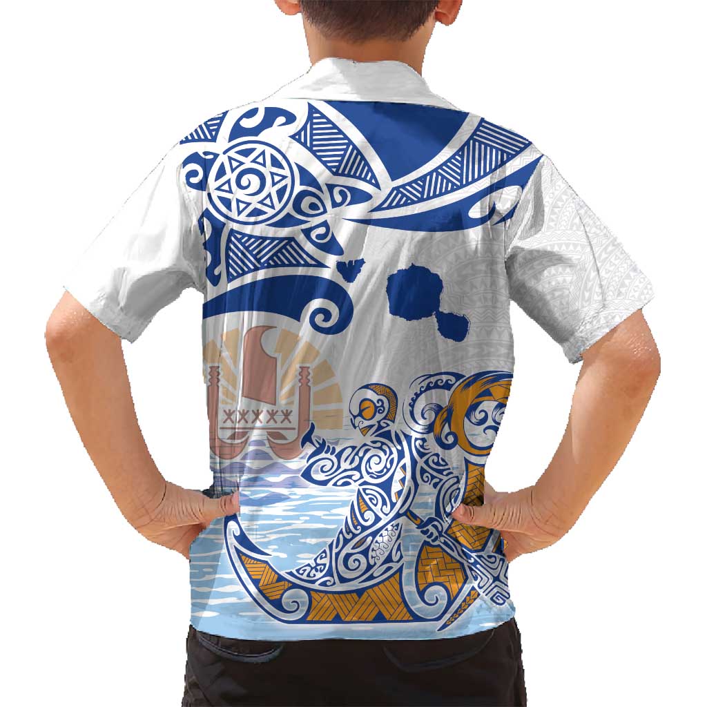 Hawaiki Nui Va'a Solo French Polynesia Family Matching Summer Maxi Dress and Hawaiian Shirt Blue Color LT03 - Polynesian Pride