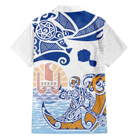 Hawaiki Nui Va'a Solo French Polynesia Family Matching Summer Maxi Dress and Hawaiian Shirt Blue Color LT03 - Polynesian Pride