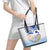 Hawaiki Nui Va'a Solo French Polynesia Leather Tote Bag Blue Color