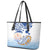 Hawaiki Nui Va'a Solo French Polynesia Leather Tote Bag Blue Color