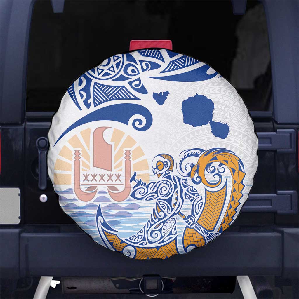 Hawaiki Nui Va'a Solo French Polynesia Spare Tire Cover Blue Color