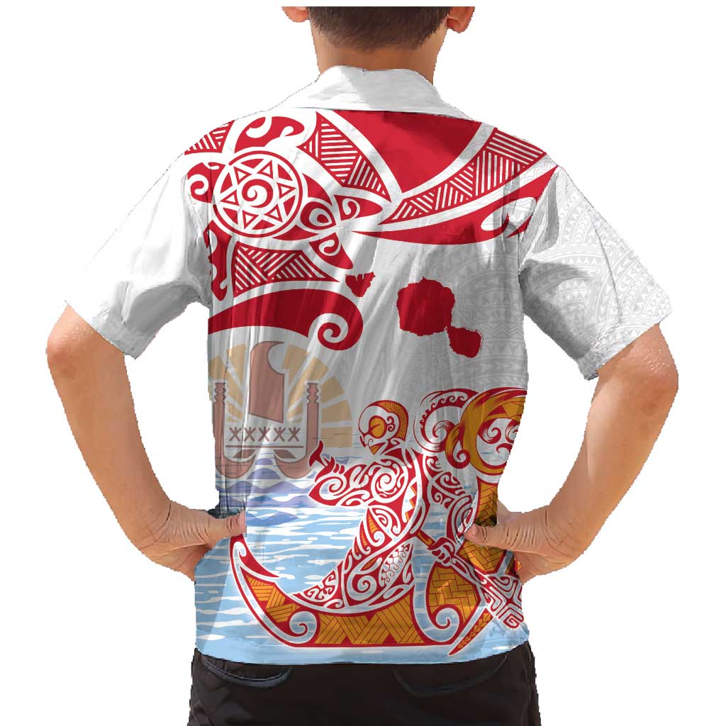 Hawaiki Nui Va'a Solo French Polynesia Family Matching Mermaid Dress and Hawaiian Shirt Red Color LT03 - Polynesian Pride