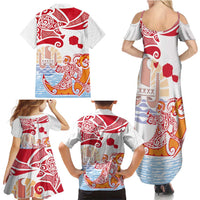 Hawaiki Nui Va'a Solo French Polynesia Family Matching Summer Maxi Dress and Hawaiian Shirt Red Color LT03 - Polynesian Pride