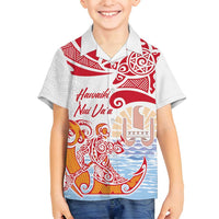 Hawaiki Nui Va'a Solo French Polynesia Family Matching Summer Maxi Dress and Hawaiian Shirt Red Color LT03 Son's Shirt Red - Polynesian Pride