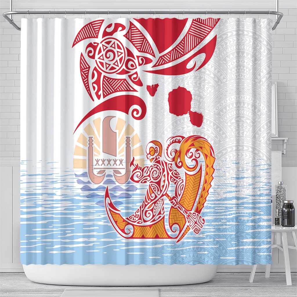 Hawaiki Nui Va'a Solo French Polynesia Shower Curtain Red Color