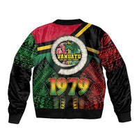 Vanuatu Constitution Day Bomber Jacket Polynesian Tattoo and Pig Tusk Since 1979