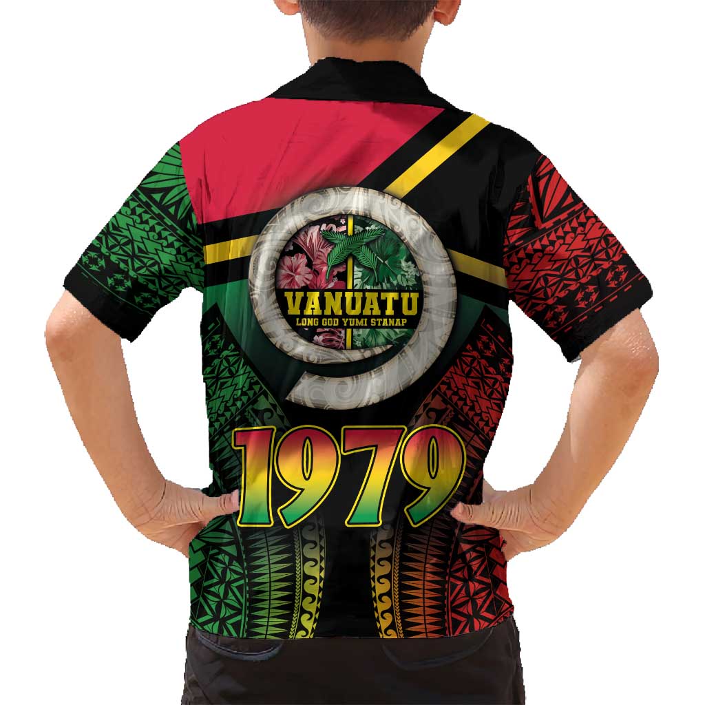 Vanuatu Constitution Day Family Matching Long Sleeve Bodycon Dress and Hawaiian Shirt Polynesian Tattoo and Pig Tusk Since 1979 LT03 - Polynesian Pride