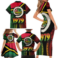 Vanuatu Constitution Day Family Matching Short Sleeve Bodycon Dress and Hawaiian Shirt Polynesian Tattoo and Pig Tusk Since 1979 LT03 - Polynesian Pride