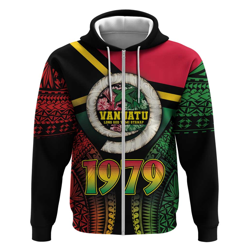 Vanuatu Constitution Day Hoodie Polynesian Tattoo and Pig Tusk Since 1979