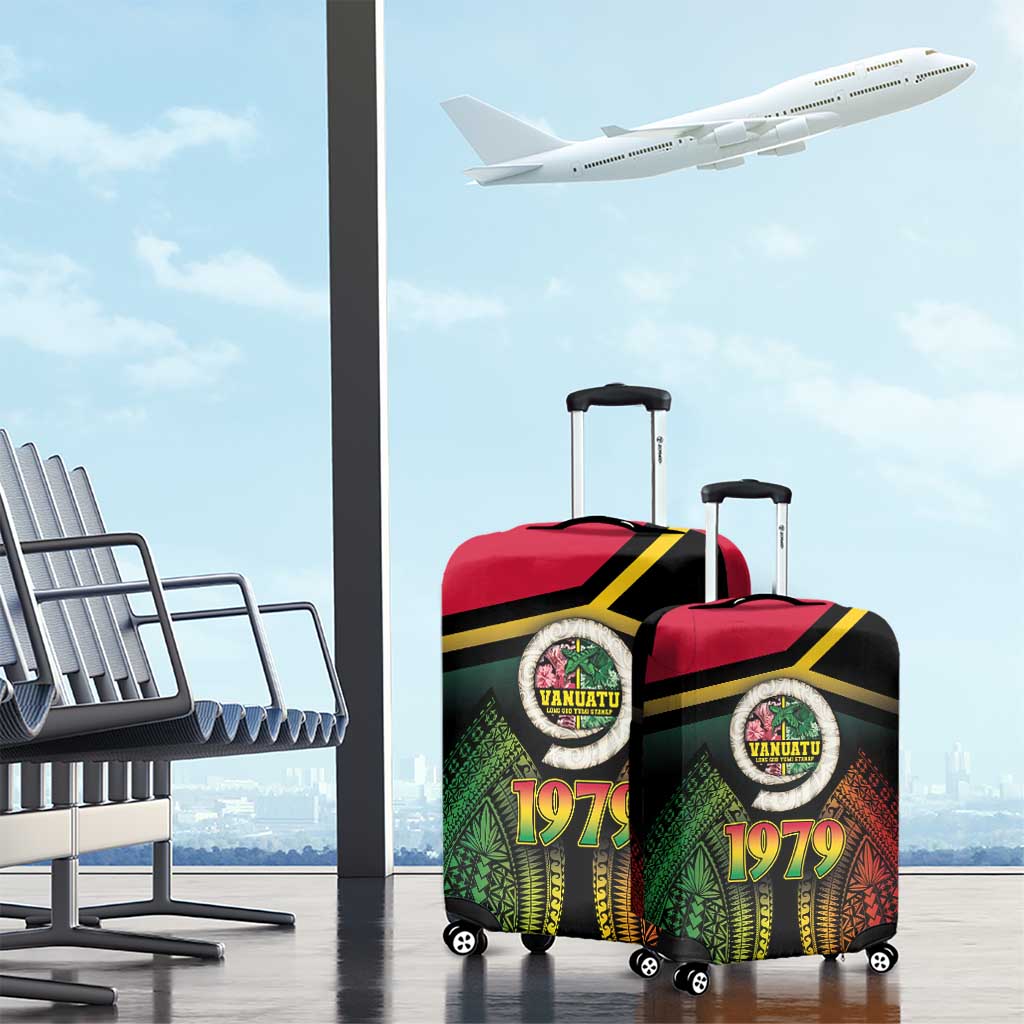 Vanuatu Constitution Day Luggage Cover Polynesian Tattoo and Pig Tusk Since 1979