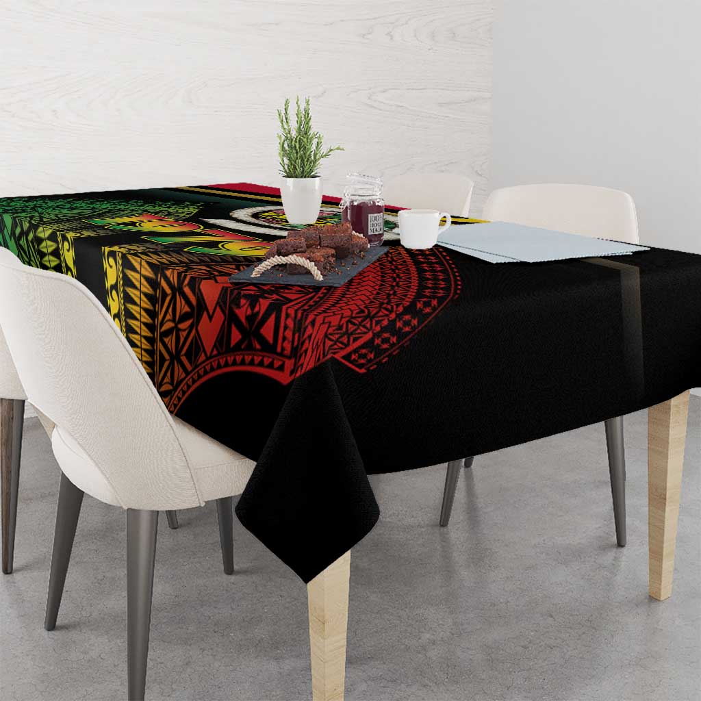 Vanuatu Constitution Day Tablecloth Polynesian Tattoo and Pig Tusk Since 1979