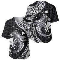 Aloha Hawaii Hammerhead Shark Baseball Jersey Black Kakau and Polynesian Tattoo LT03