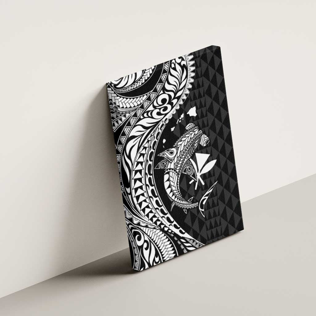 Aloha Hawaii Hammerhead Shark Canvas Wall Art Black Kakau and Polynesian Tattoo LT03
