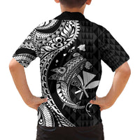 Aloha Hawaii Hammerhead Shark Family Matching Puletasi and Hawaiian Shirt Black Kakau and Polynesian Tattoo LT03 - Polynesian Pride