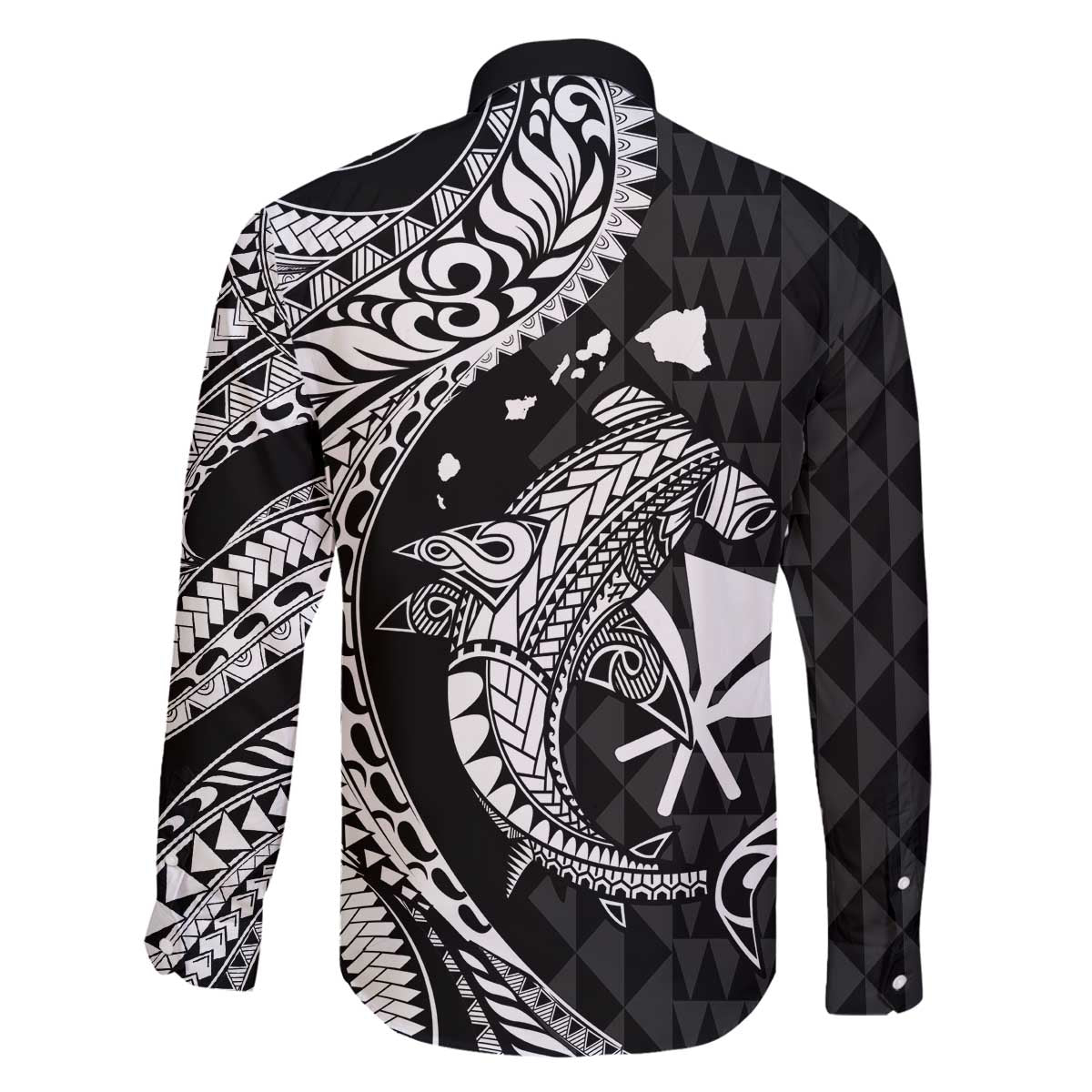 Aloha Hawaii Hammerhead Shark Family Matching Puletasi and Hawaiian Shirt Black Kakau and Polynesian Tattoo LT03 - Polynesian Pride