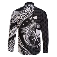 Aloha Hawaii Hammerhead Shark Family Matching Puletasi and Hawaiian Shirt Black Kakau and Polynesian Tattoo LT03 - Polynesian Pride