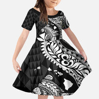 Aloha Hawaii Hammerhead Shark Family Matching Tank Maxi Dress and Hawaiian Shirt Black Kakau and Polynesian Tattoo LT03