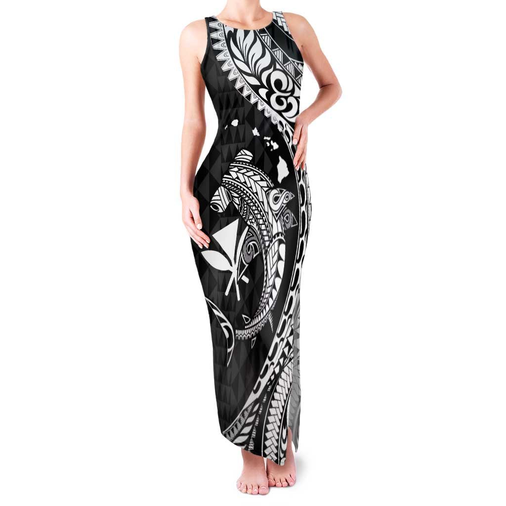 Aloha Hawaii Hammerhead Shark Family Matching Tank Maxi Dress and Hawaiian Shirt Black Kakau and Polynesian Tattoo LT03