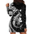 Aloha Hawaii Hammerhead Shark Hoodie Dress Black Kakau and Polynesian Tattoo LT03