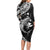Aloha Hawaii Hammerhead Shark Long Sleeve Bodycon Dress Black Kakau and Polynesian Tattoo LT03