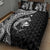 Aloha Hawaii Hammerhead Shark Quilt Bed Set Black Kakau and Polynesian Tattoo LT03