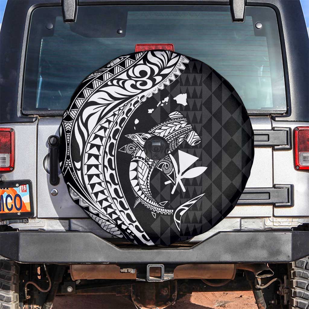 Aloha Hawaii Hammerhead Shark Spare Tire Cover Black Kakau and Polynesian Tattoo LT03