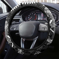 Aloha Hawaii Hammerhead Shark Steering Wheel Cover Black Kakau and Polynesian Tattoo LT03