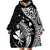 Aloha Hawaii Hammerhead Shark Wearable Blanket Hoodie Black Kakau and Polynesian Tattoo LT03