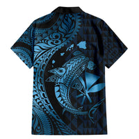 Aloha Hawaii Hammerhead Shark Family Matching Mermaid Dress and Hawaiian Shirt Blue Kakau and Polynesian Tattoo LT03
