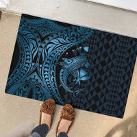 Aloha Hawaii Hammerhead Shark Rubber Doormat Blue Kakau and Polynesian Tattoo LT03
