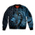 Aloha Hawaii Hammerhead Shark Sleeve Zip Bomber Jacket Blue Kakau and Polynesian Tattoo LT03