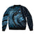 Aloha Hawaii Hammerhead Shark Sleeve Zip Bomber Jacket Blue Kakau and Polynesian Tattoo LT03