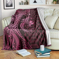 Aloha Hawaii Hammerhead Shark Blanket Pink Kakau and Polynesian Tattoo LT03