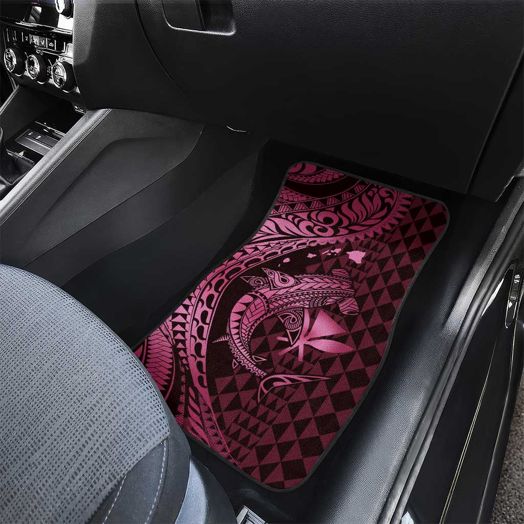 Aloha Hawaii Hammerhead Shark Car Mats Pink Kakau and Polynesian Tattoo LT03