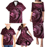 Aloha Hawaii Hammerhead Shark Family Matching Puletasi and Hawaiian Shirt Pink Kakau and Polynesian Tattoo LT03 - Polynesian Pride