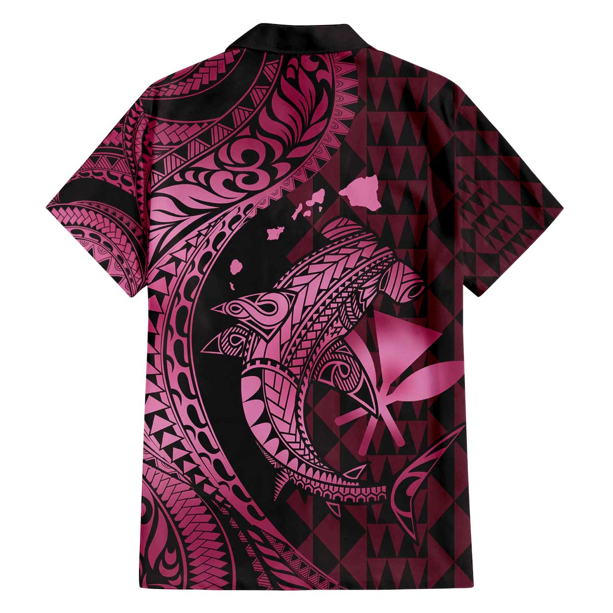 Aloha Hawaii Hammerhead Shark Family Matching Puletasi and Hawaiian Shirt Pink Kakau and Polynesian Tattoo LT03 - Polynesian Pride