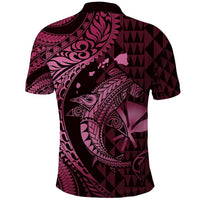 Aloha Hawaii Hammerhead Shark Polo Shirt Pink Kakau and Polynesian Tattoo LT03